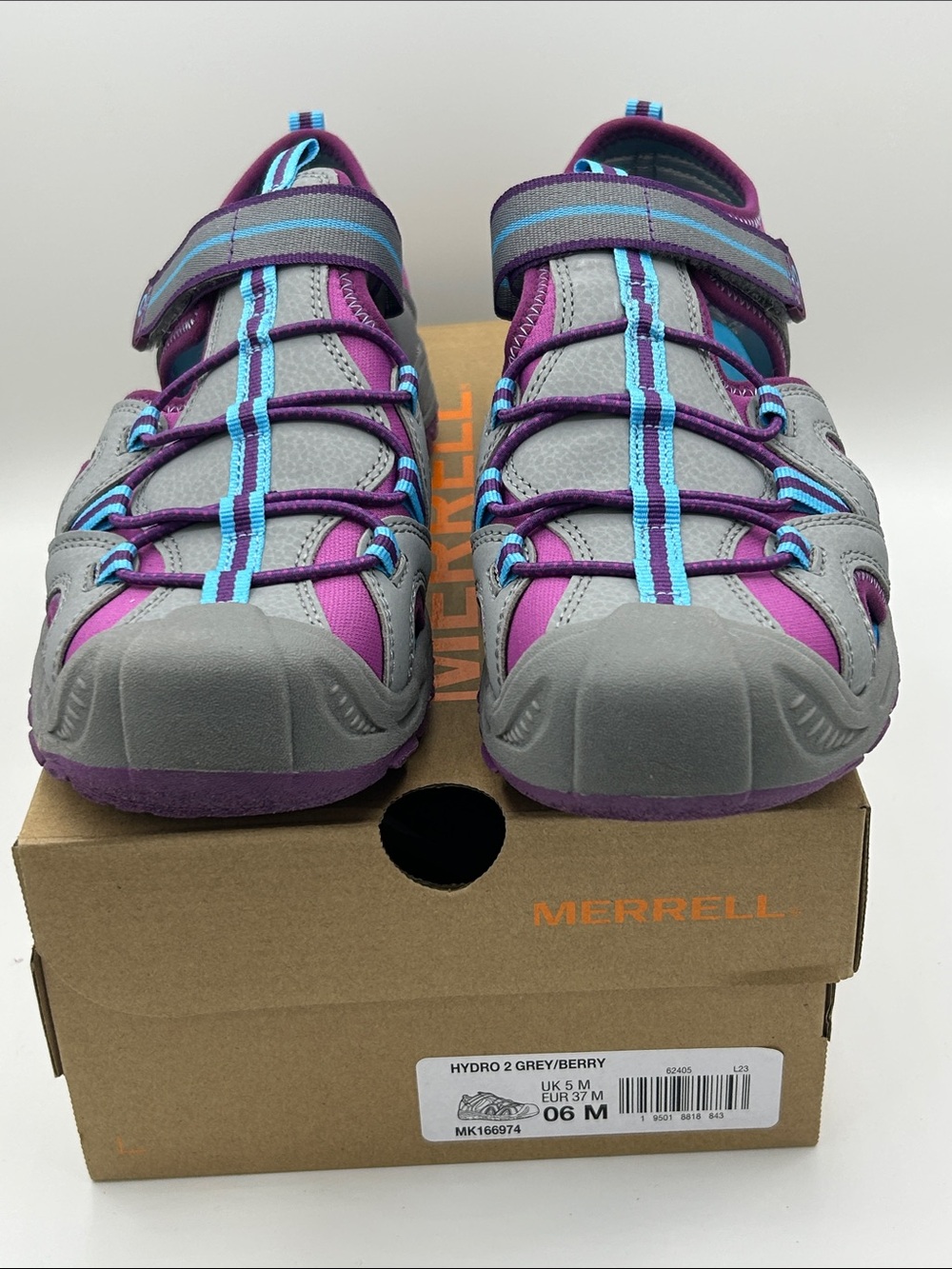 Merrell Kids Hydro 2 Water Shoes in Grey, Berry & Aqua size 6m big girl